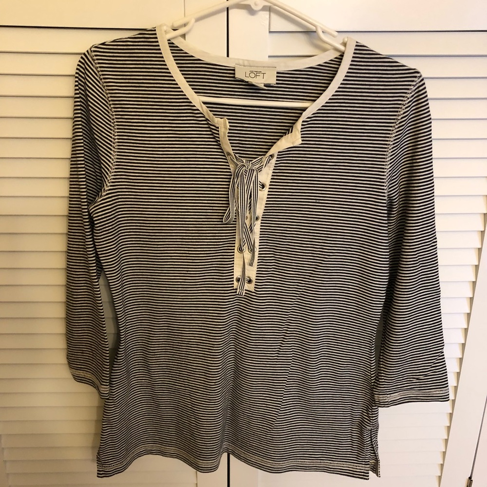 Ann Taylor Loft 3/4 sleeve stripped t shirt